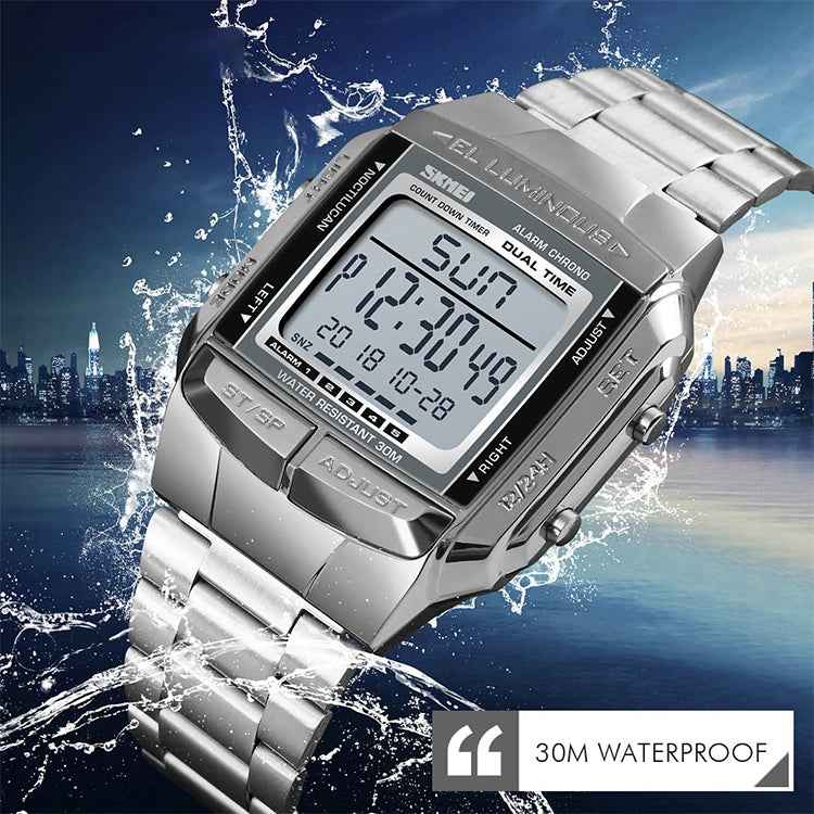 SKMEI 1381 Multifunctional Men Outdoor Business Sport Noctilucent Waterproof Digital Wrist Watch