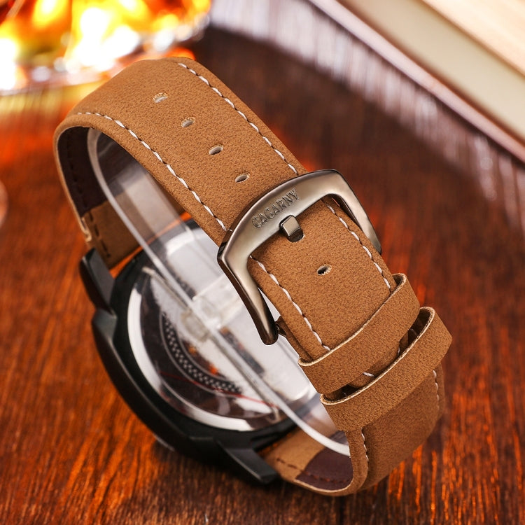 CAGARNY 6833 Fashionable Five Needles Quartz Sport Wrist Watch with Leather Band for Men(Red Scale), CAGARNY 6833 Quartz Wristwatch(Red Scale)