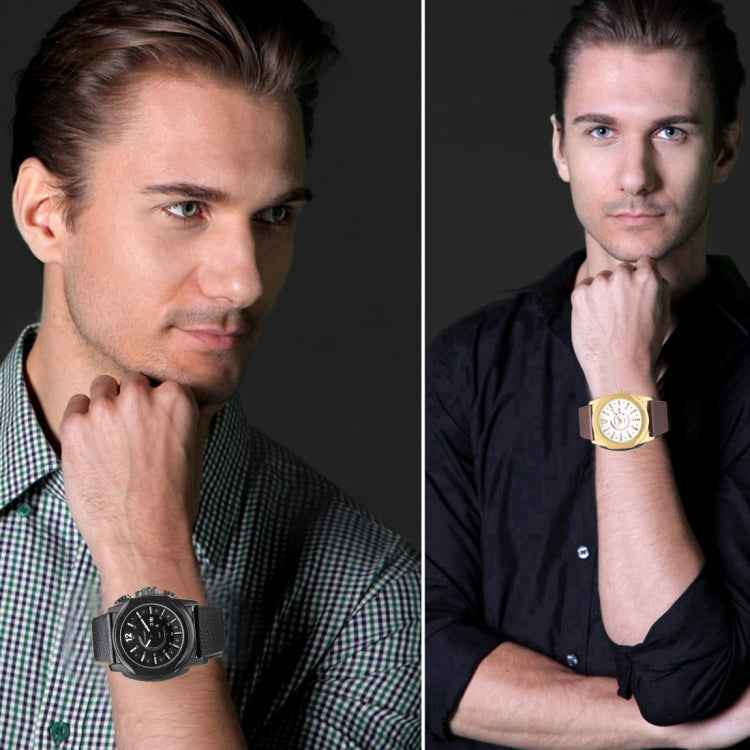 CAGARNY 6838(1) Fashionable Quartz Wrist Watch with Leather Band for Men(Black Window White Scale), CAGARNY 6838 Quartz Wristwatch(Black Window White Scale)