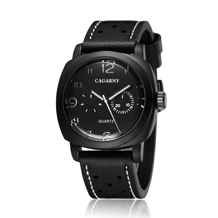 CAGARNY 6833 Fashionable Quartz Five Needles Sport Wrist Watch with Leather Band for Men