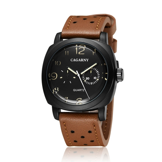 CAGARNY 6833 Fashionable Quartz Five Needles Sport Wrist Watch with Leather Band for Men