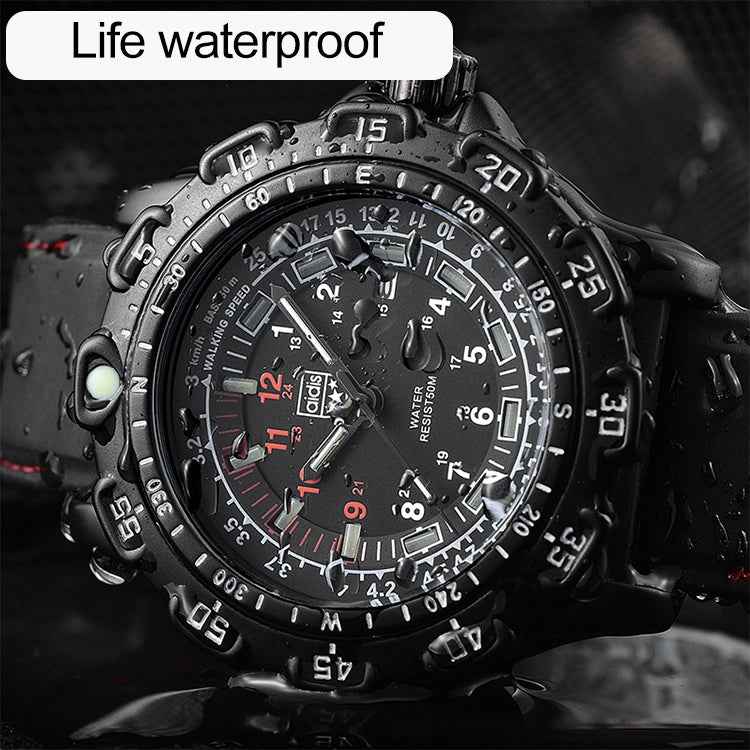 addies MY-049 Outdoor Sports Multifunctional Waterproof Luminous Watch Silicone Watchstrap Watch for Men