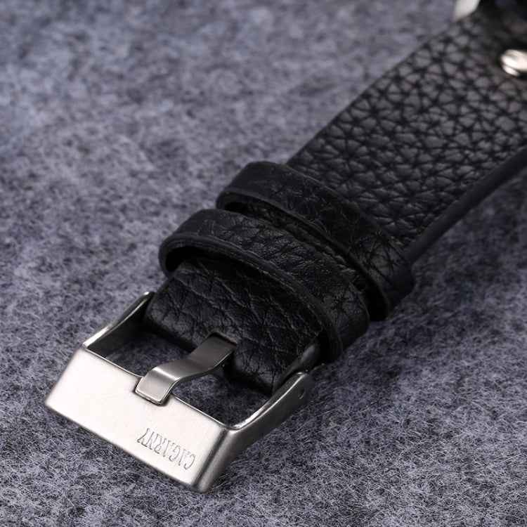 CAGARNY 6820 Fashionable Multifunctional Style Quartz Business Sport Wrist Watch with Leather Band & GMT Time & Calendar & Luminous Display for Men(Brown Band White Window)