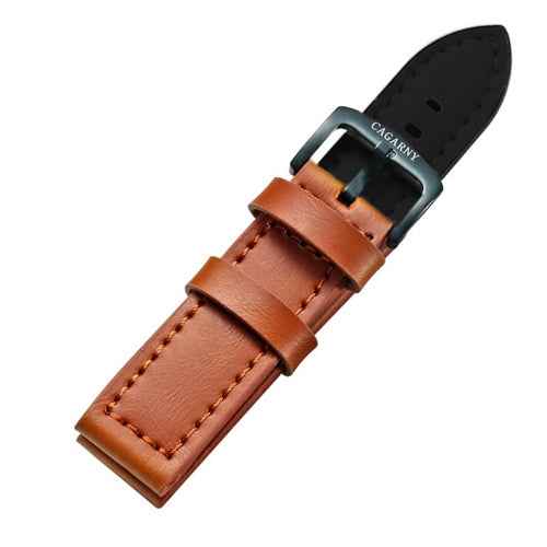 CAGARNY Simple Fashion Watches Band Green Buckle Leather Watch Band, Width: 22mm