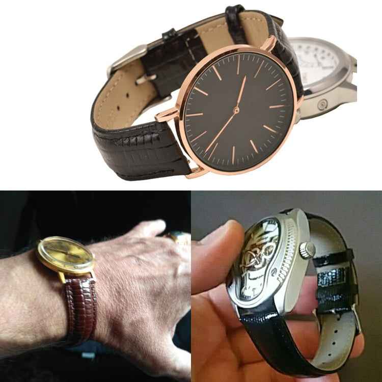 Lizard Texture Leather Strap  Watch Band, Size: 24mm