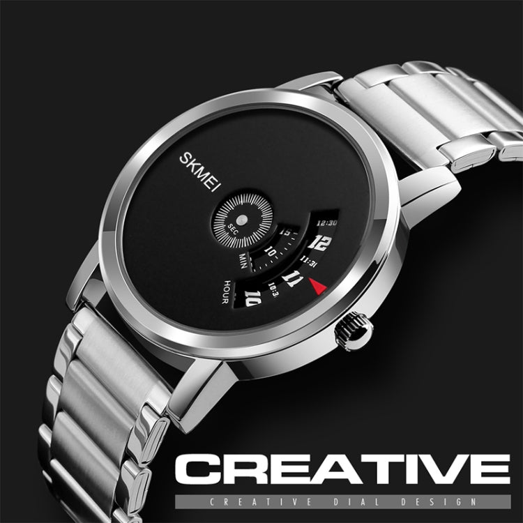 SKMEI 1260 Fashion Creative Pointer 30m Waterproof Quartz Wrist Watch with Stainless Steel Watchband