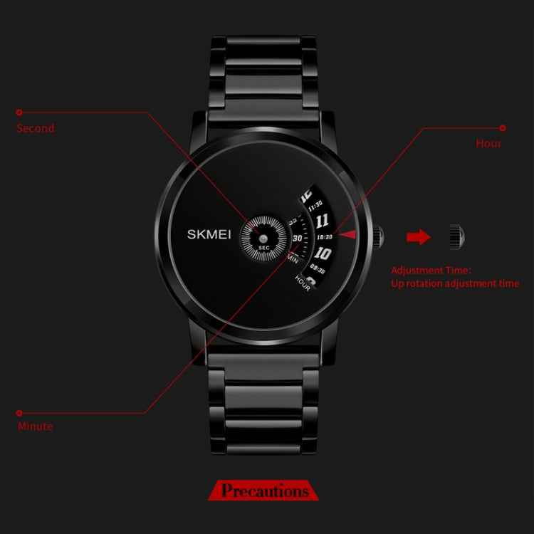 SKMEI 1260 Fashion Creative Pointer 30m Waterproof Quartz Wrist Watch with Stainless Steel Watchband