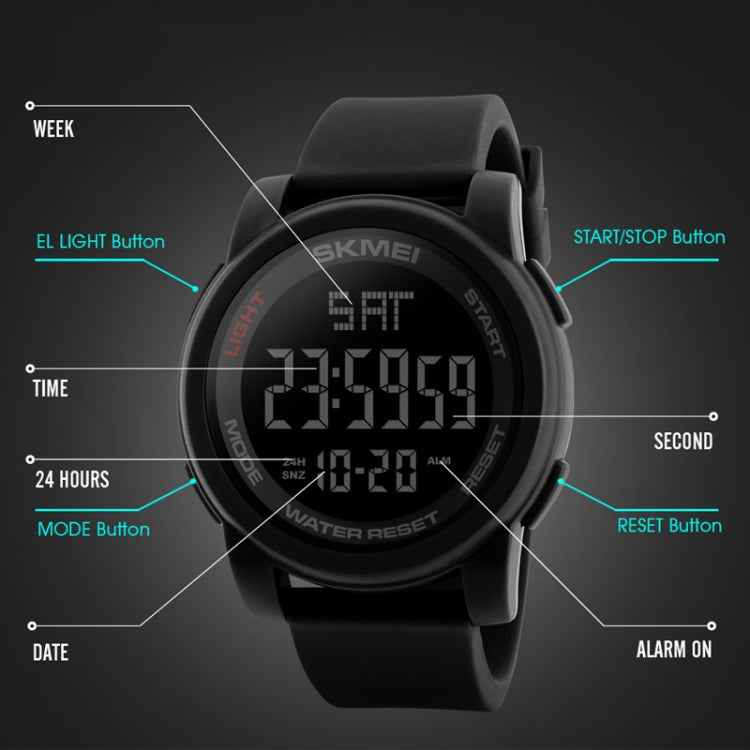 SKMEI 1257 Men Fashionable Outdoor 50m Waterproof Digital Watch Sports Wrist Watch