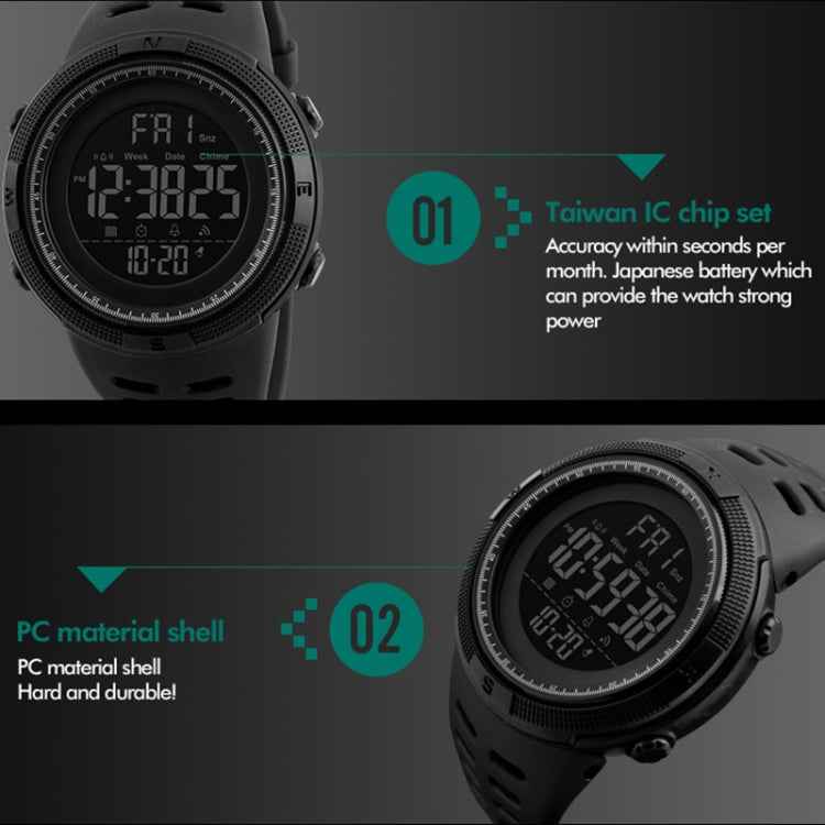 SKMEI 1251 Men Fashionable Outdoor 50m Waterproof Sports Watch Digital Watch with PU Watchband