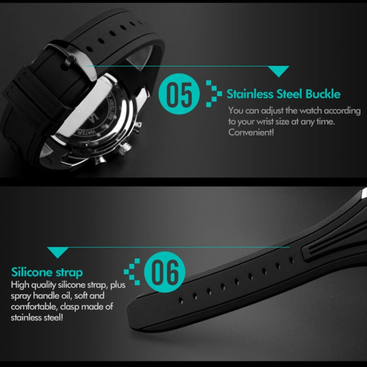 SKMEI 9128 Fashion Multifunctional 3D Large Dial Sports Wristwatch 30m Waterproof Quartz Watch