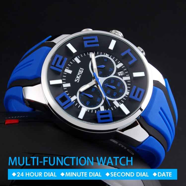 SKMEI 9128 Fashion Multifunctional 3D Large Dial Sports Wristwatch 30m Waterproof Quartz Watch