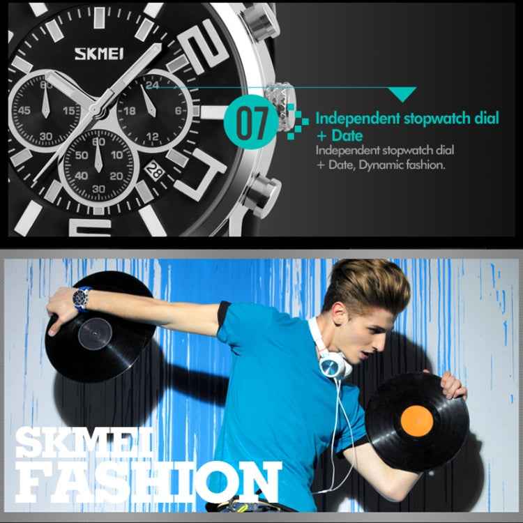SKMEI 9128 Fashion Multifunctional 3D Large Dial Sports Wristwatch 30m Waterproof Quartz Watch