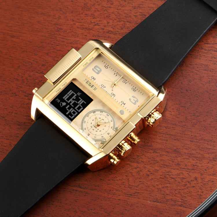 SKMEI 1391 Multifunctional Men Business Digital Watch 30m Waterproof Square Dial Wrist Watch with Leather Watchband