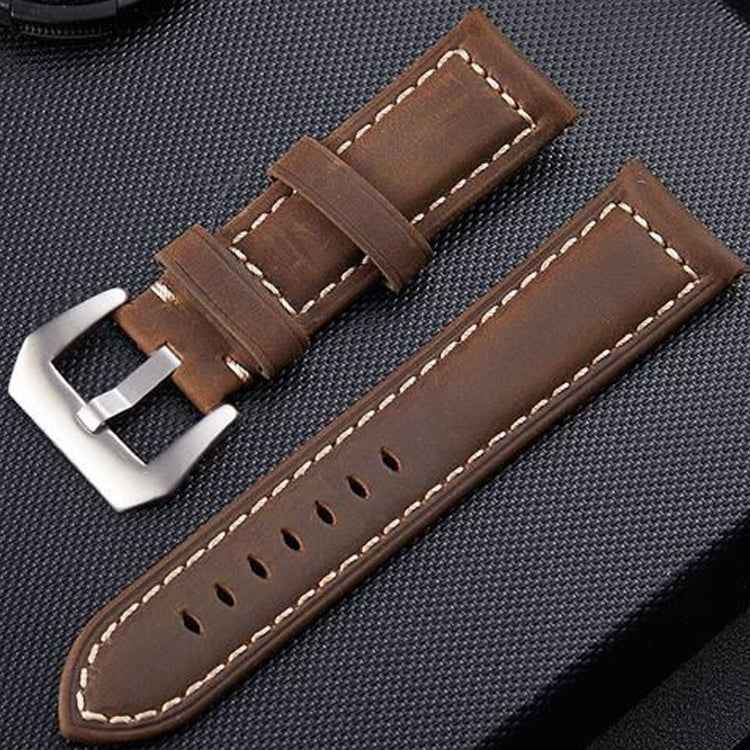 Crazy Horse Layer Frosted Silver Buckle Watch Leather Watch Band, Size: 20mm