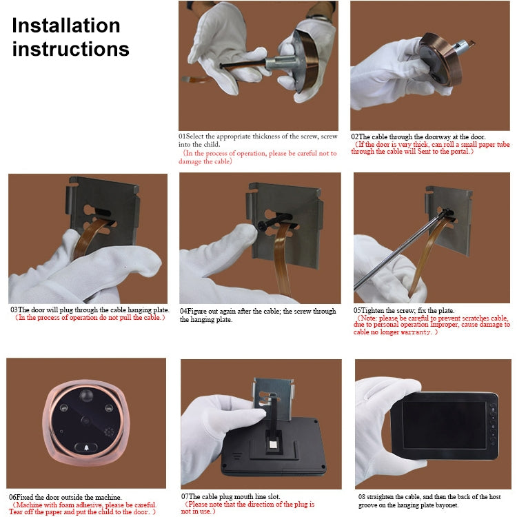 Timbre inteligente M4300A con pantalla de 4,3 pulgadas, cámara de 3 MP y video, compatible con tarjeta TF (máximo 32 GB), detección de movimiento y visión nocturna por infrarrojos.