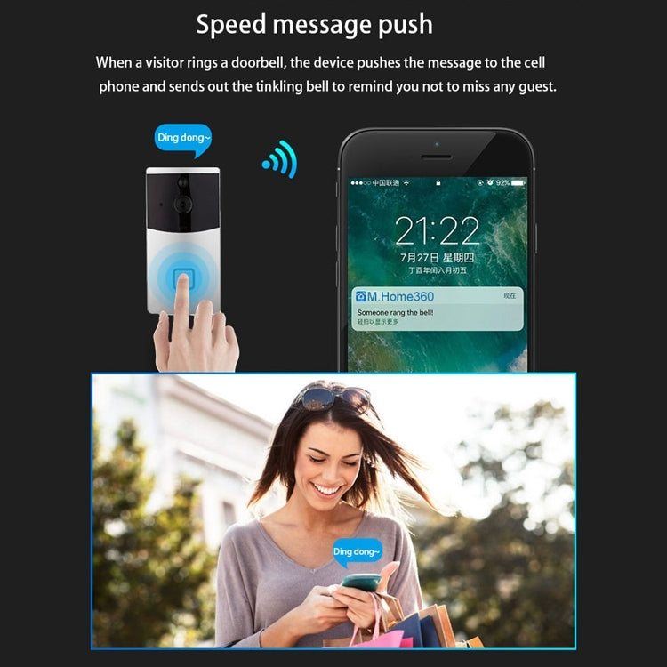 VESAFE Home VS-M2 Caméra de sécurité HD 720P Interphone vidéo WiFi intelligent, prise en charge de la carte TF, de la vision nocturne et de la détection PIR APP pour iOS et Android, VS-M2