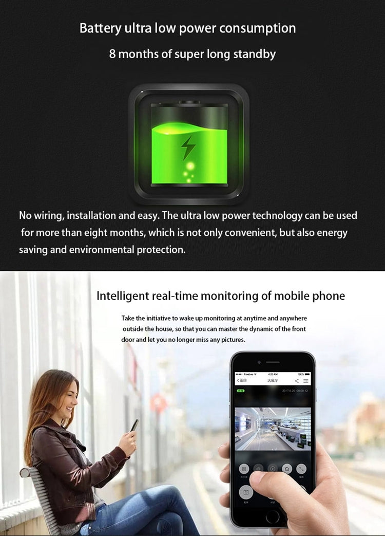 VESAFE Home VS-M2 Caméra de sécurité HD 720P Interphone vidéo WiFi intelligent, prise en charge de la carte TF, de la vision nocturne et de la détection PIR APP pour iOS et Android, VS-M2