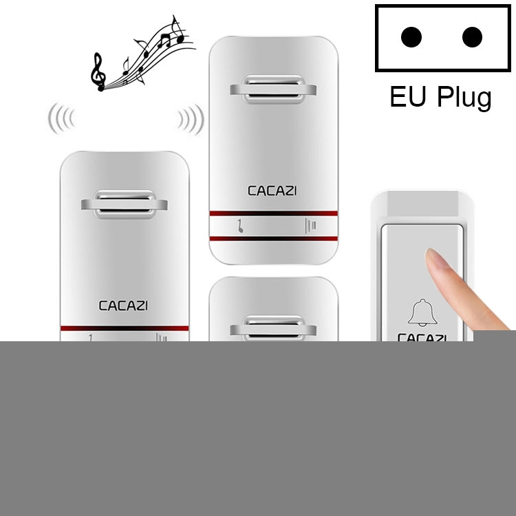 CACAZI V027G One Button Three Receivers Self-Powered Wireless Home Kinetic Electronic Doorbell, UK Plug, 1 Button 3 Receivers