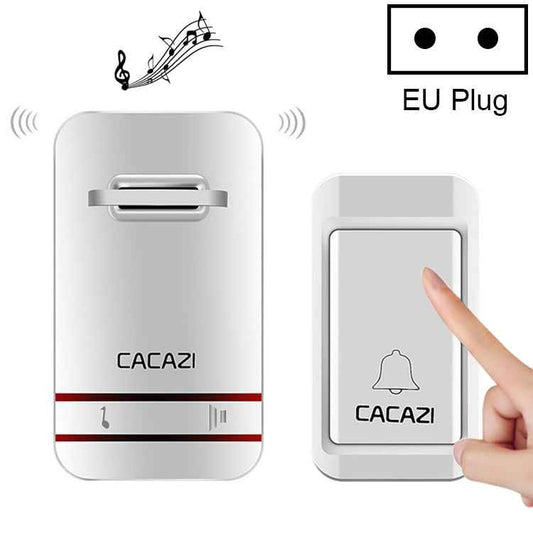 CACAZI V027G One Button One Receivers Self-Powered Wireless Home Kinetic Electronic Doorbell, UK Plug