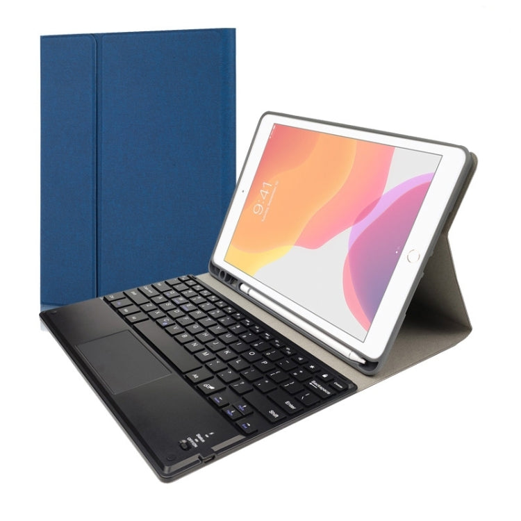 RK508C Detachable Magnetic Plastic Bluetooth Keyboard with Touchpad + Silk Pattern TPU Tablet Case for iPad 9.7 inch, with Pen Slot & Bracket, RK508C