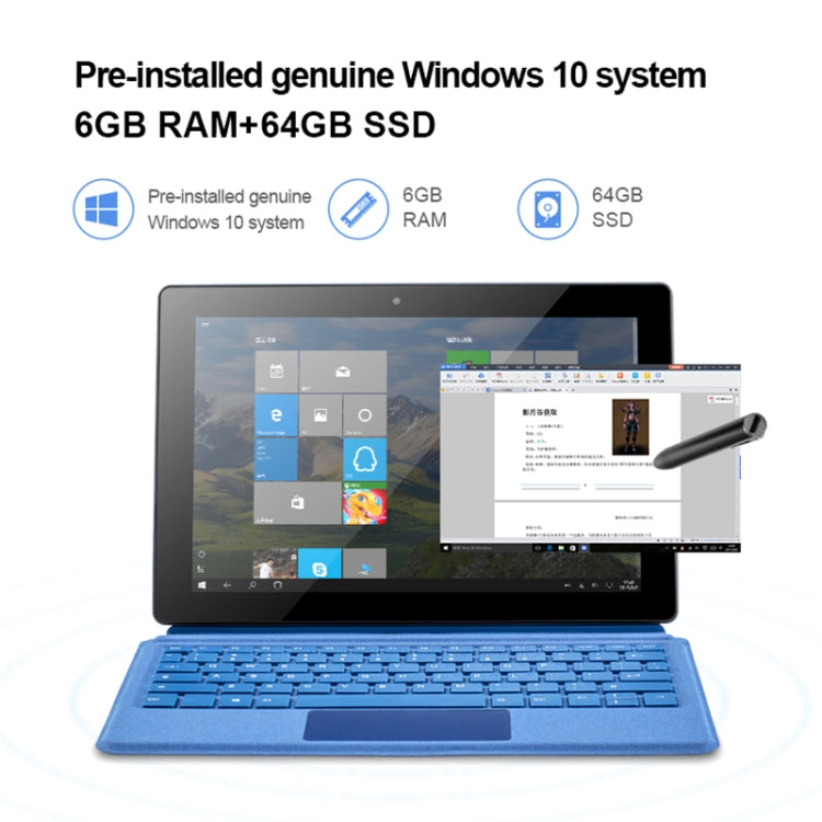 Windows 10 System, Intel Gemini Lake N4120 Quad Core up to 2.6GHz, with Keyboard & Stylus Pen, Support Dual Band WiFi & Bluetooth & TF Card & HDMI, US Plug