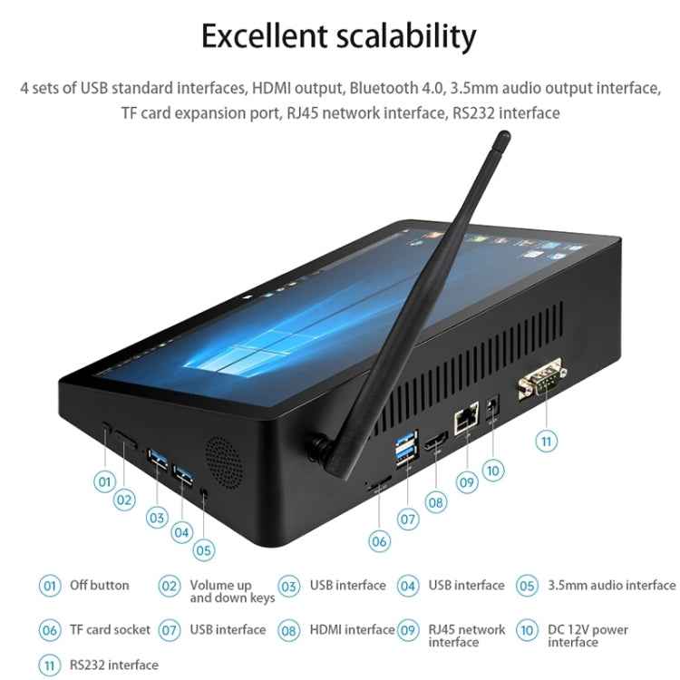 PiPo H10PRO All-in-One Mini PC, 10.1 inch, 8GB+128GB+512GB, Windows 11 Intel Alder Lake N100 Quad Core, US Plug