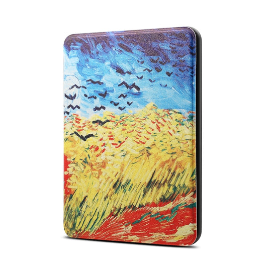 Étui de protection horizontal en cuir PU et TPU avec motif peinture à l'huile Van Gogh pour Amazon Kindle Paperwhite 4 (2018), avec fonction veille/réveil.