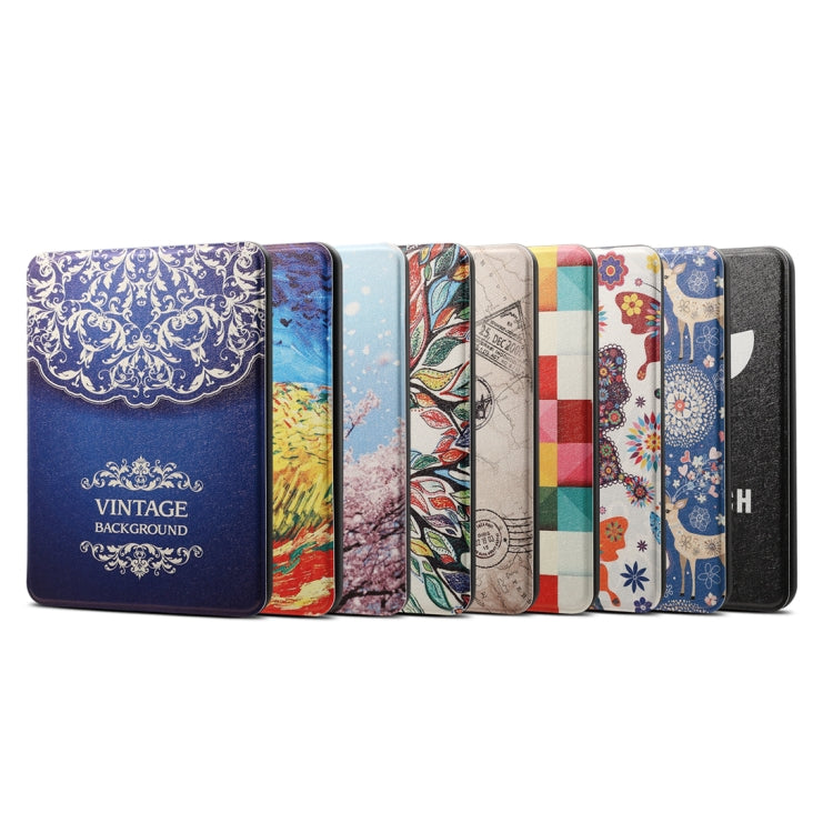 European Flower Vine Pattern Horizontal Flip PU Leather Protective Case for Amazon Kindle Paperwhite 4 (2018), with Sleep & Wake-up Function