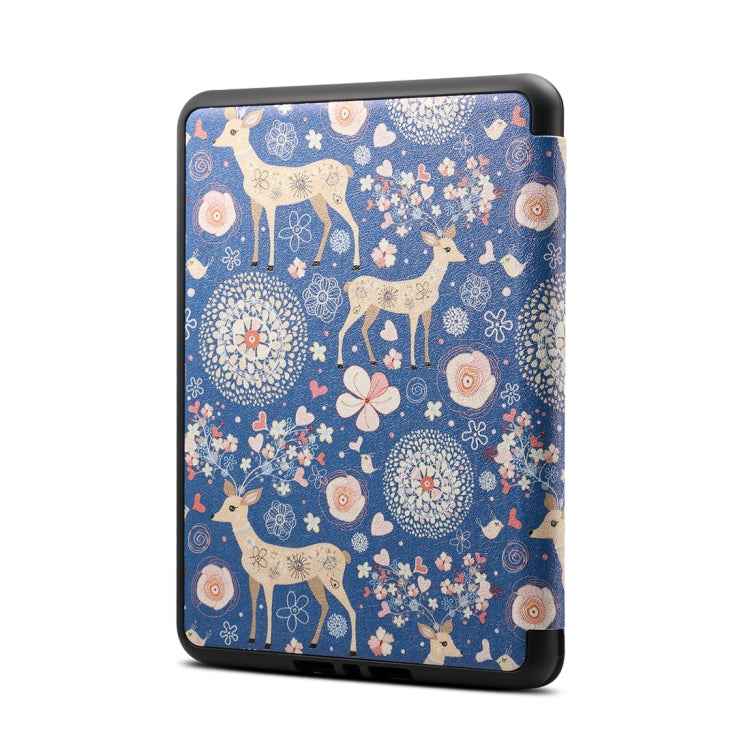 Reindeer Blue Pattern Horizontal Flip PU + TPU Leather Protective Case for Amazon Kindle Paperwhite 4 (2018), with Sleep & Wake-up Function