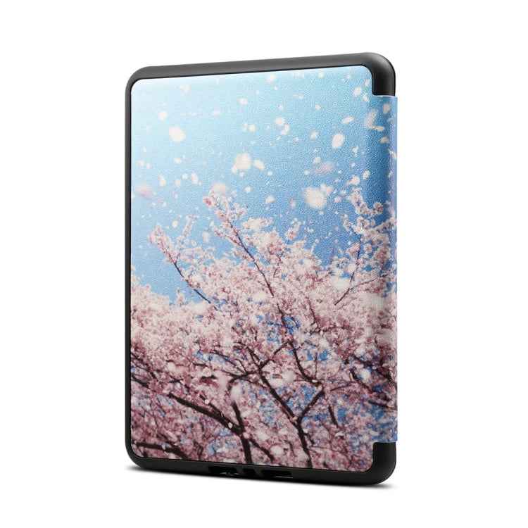 Japanese Cherry Pattern Horizontal Flip PU + TPU Leather Protective Case for Amazon Kindle Paperwhite 4 (2018), with Sleep & Wake-up Function