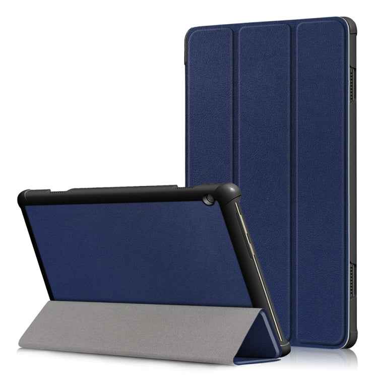 3-folding Custer Texture Deformation Flip Leather Case for Lenovo Tab M10 TB-X605F / X505F