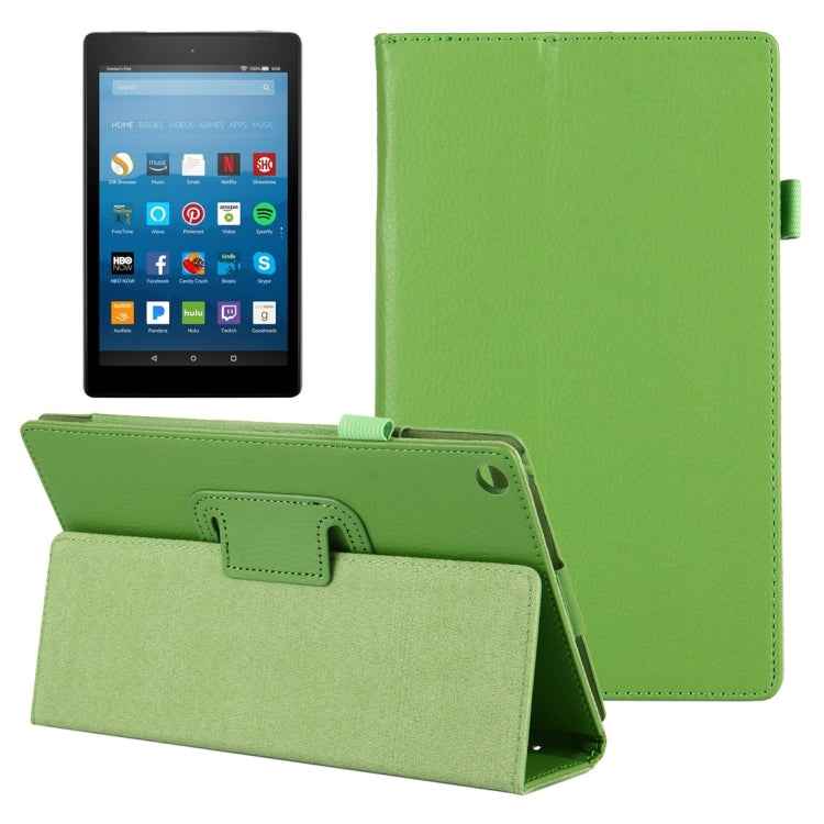For Amazon Kindle Fire HD8 (2017) Litchi Texture Horizontal Flip Leather Case with Holder
