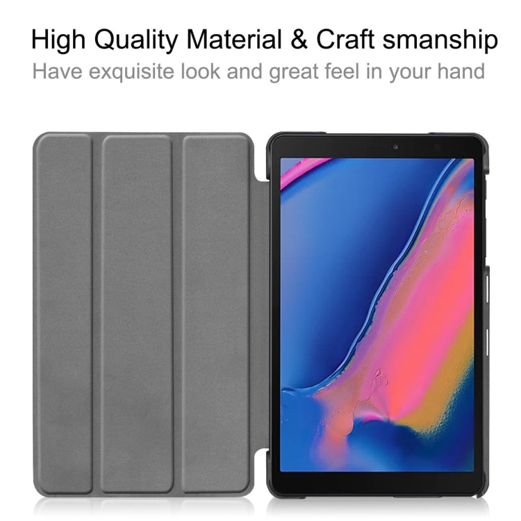 Funda de cuero con textura Custer y tapa horizontal para Galaxy Tab A 8.0 (2019) P205/P200, con soporte triple.