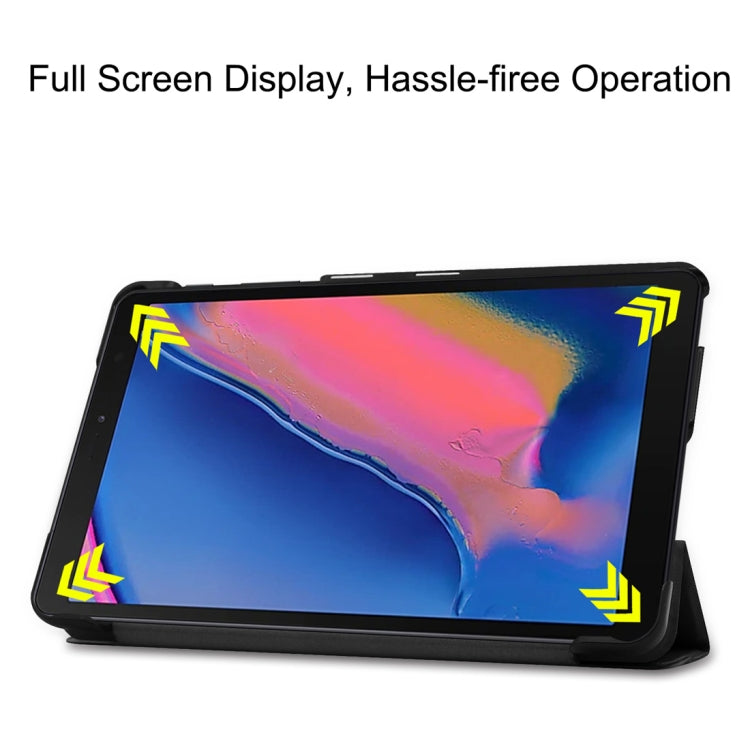 Funda de cuero con textura Custer y tapa horizontal para Galaxy Tab A 8.0 (2019) P205/P200, con soporte triple.