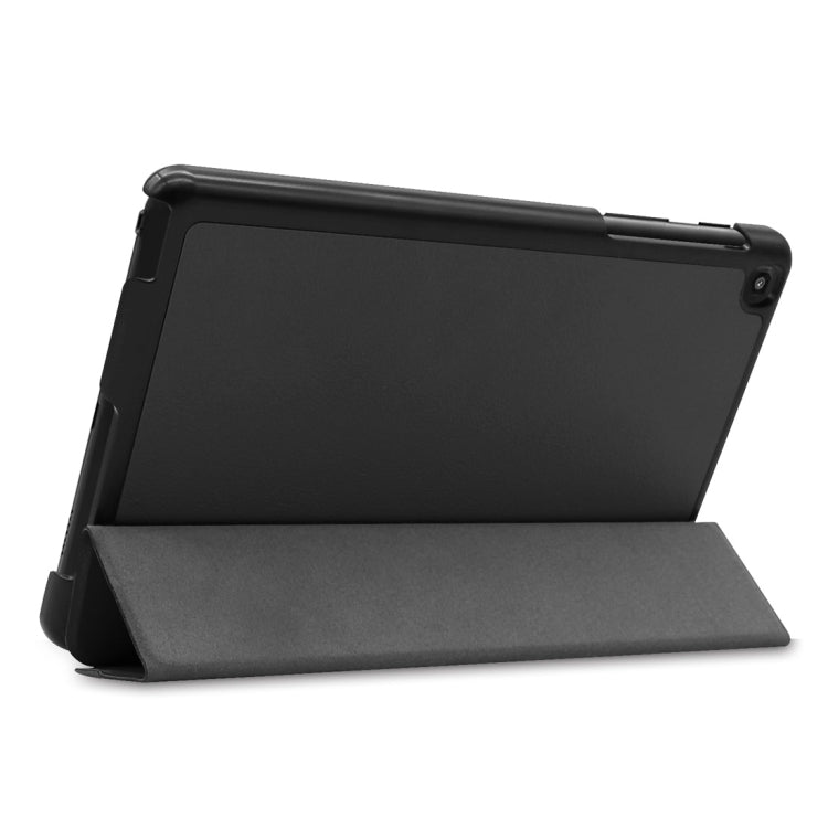 Funda de cuero con textura Custer y tapa horizontal para Galaxy Tab A 8.0 (2019) P205/P200, con soporte triple.
