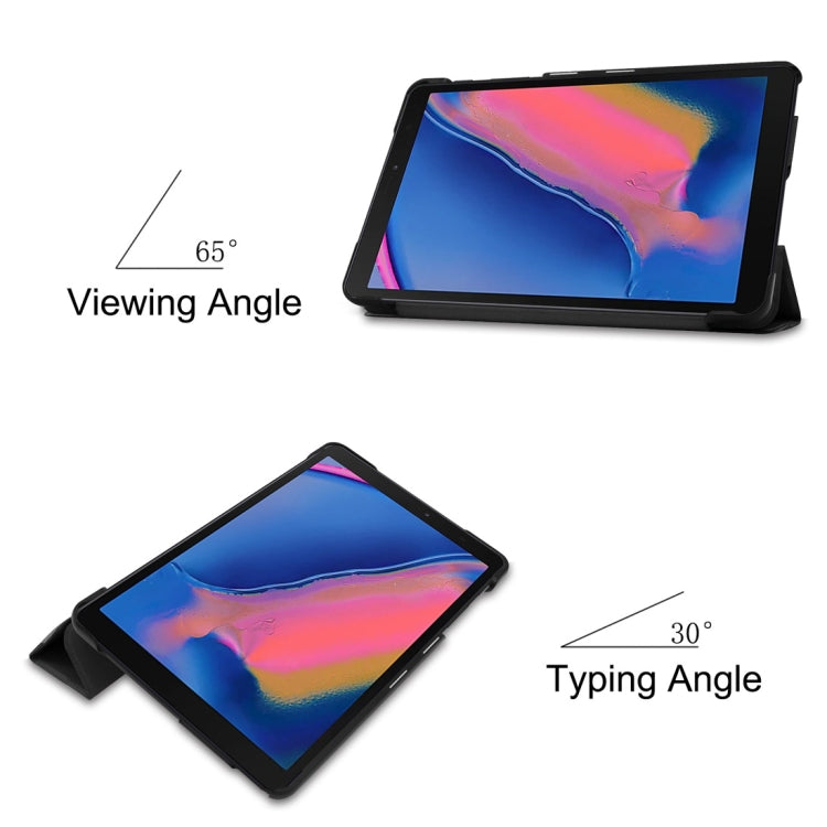 Funda de cuero con textura Custer y tapa horizontal para Galaxy Tab A 8.0 (2019) P205/P200, con soporte triple.