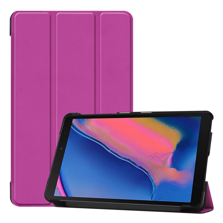 Funda de cuero con textura Custer y tapa horizontal para Galaxy Tab A 8.0 (2019) P205/P200, con soporte triple.