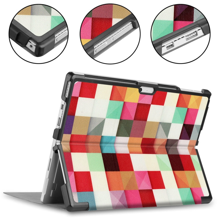 Magic Cube Pattern Colored Painted Horizontal Flip PU Leather Case for Microsoft Surface Pro 4 / 5 / 6 12.3 inch, with Holder & Pen Slot