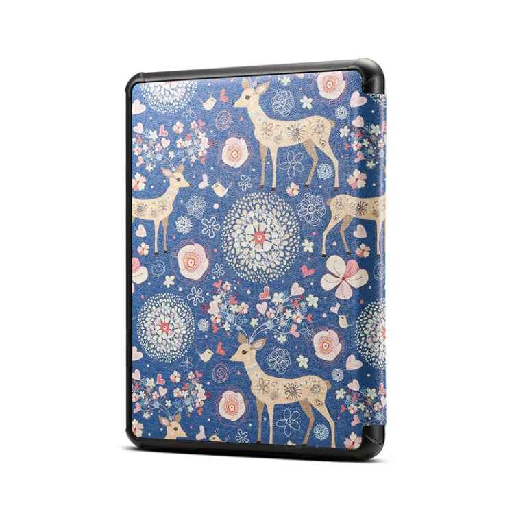 Reindeer Blue Pattern Horizontal Flip PU Leather Protective Case for Amazon Kindle 2019, with Sleep & Wake-up Funtion