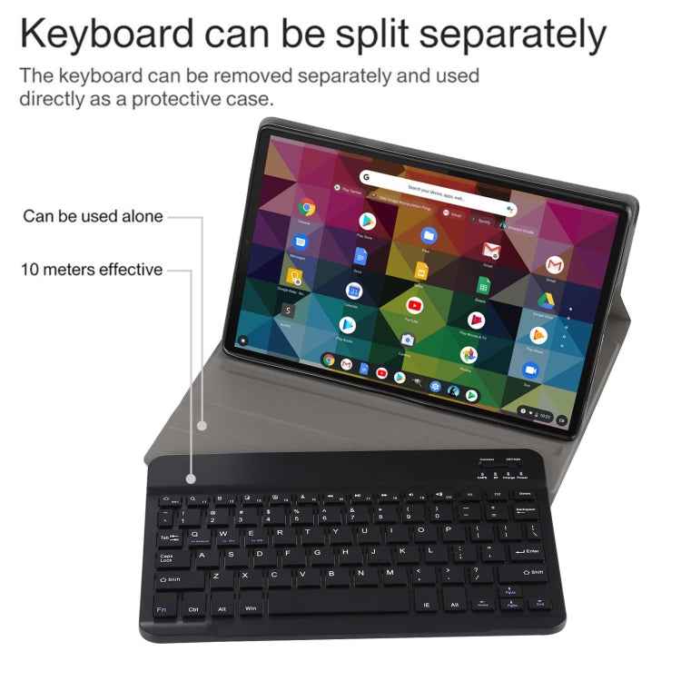 AM11 2 in 1 Removable Bluetooth Keyboard + Protective Leather Tablet Case with Holder for Lenovo M10 FHD REL TB-X605FC/LC