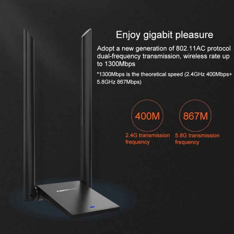COMFAST CF-WU782ACV2 1300Mbps Dual-band Wifi USB Network Adapter with 2 Antennas