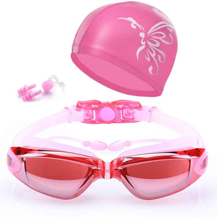 High-definition Waterproof Fogproof Swimming Goggles with Swimming Cap