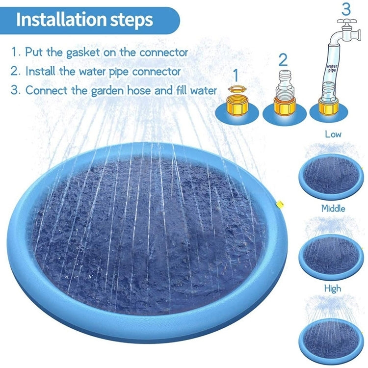 PVC Sprinkler Splash Mat for Kids Outdoor Lawn Water Fun, Diameter: 190cm, 190cm