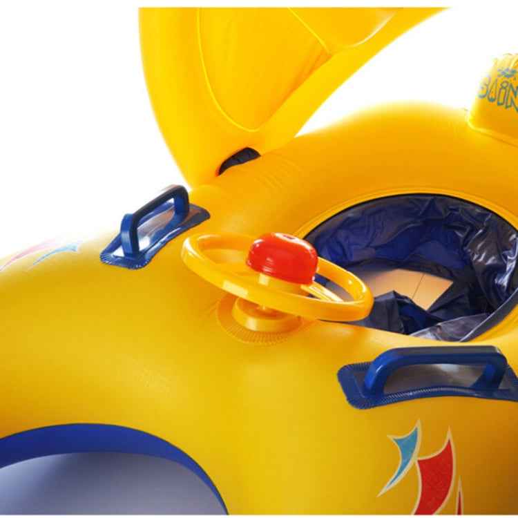 Water Fun Children Sunshade Swimming Circle Yacht, Size: 100x70cm, Yellow Pattern, Blue Marine Fish Pattern, Beige Marine Fish Pattern, Leaf Umbrella Pattern