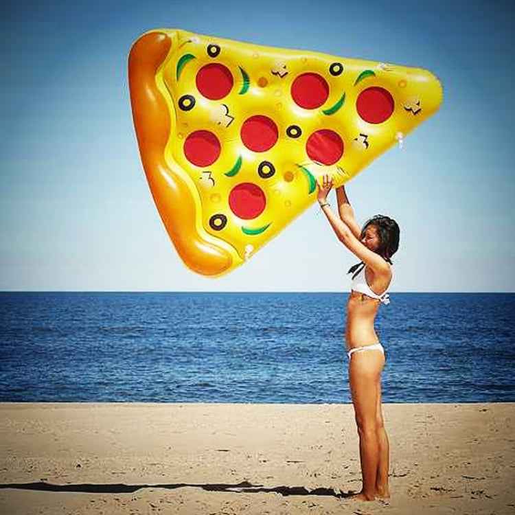 Inflatable Pizza Slice Shaped Floating Mat Swimming Ring, Inflated Size: 180 x 130cm, Pizza Slice