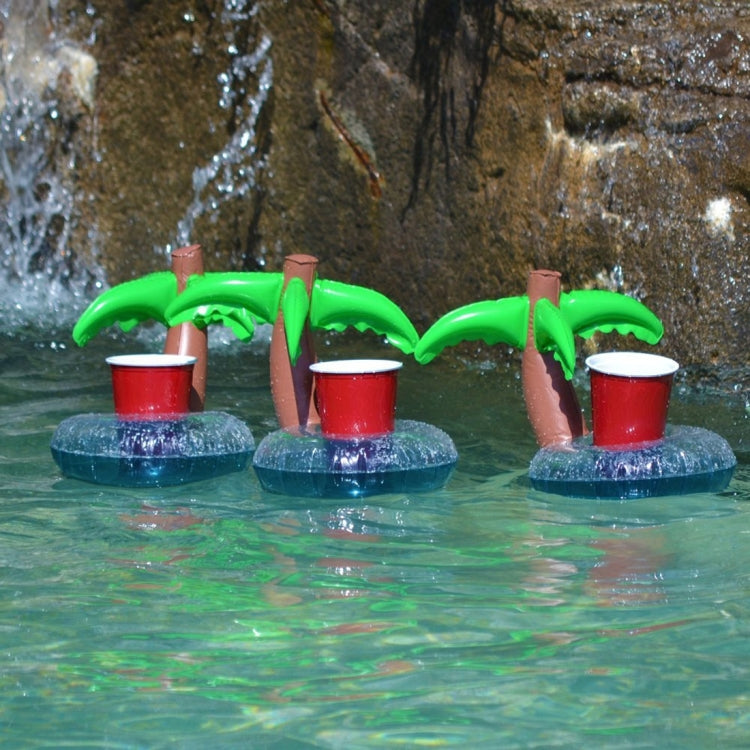 Inflatable Coconut Tree Shaped Floating Drink Holder, Inflated Size: About 21 x 21 x 22cm, Coconut Tree 21 x 21 x 22cm