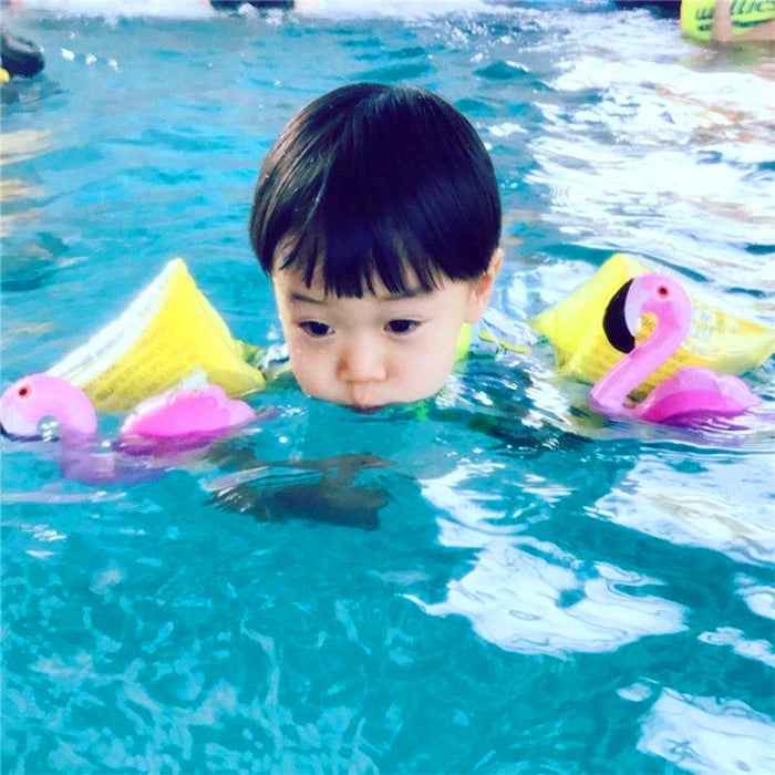 Children Inflatable Flamingo Shape Arm Bands Floatation Sleeves Water Wings Swimming Floats, Size: 16x20x15cm, Flamingo Shape