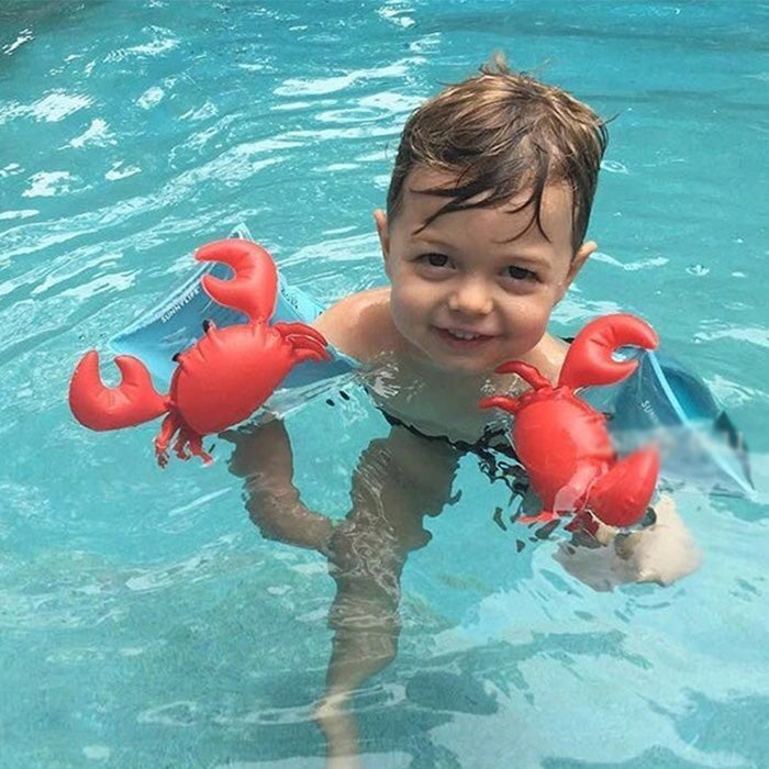 Children Inflatable Red Crabs Shape Arm Bands Floatation Sleeves Water Wings Swimming Floats, Size: 16x20x15cm, Crabs Shape