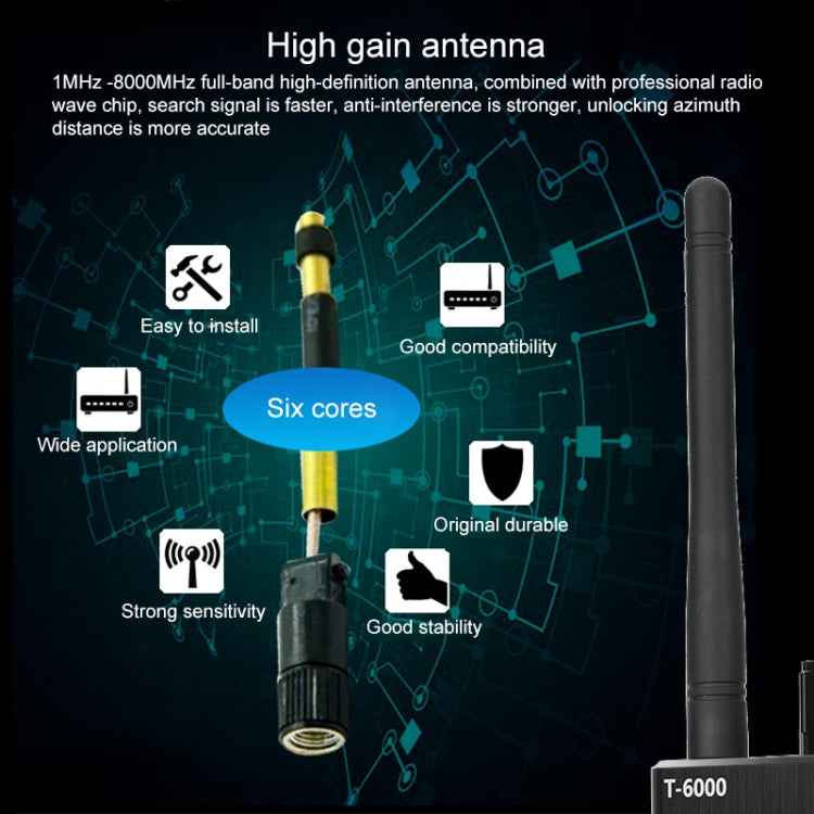 T-6000 GPS Signal Lens RF Tracker WiFi GSM Bug Detector, T-6000 Gold