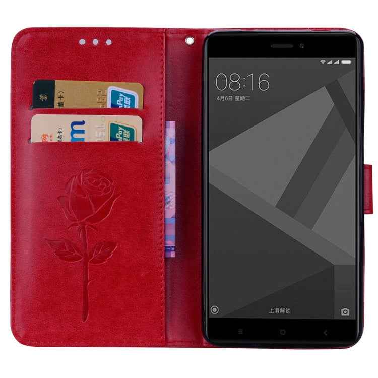 For Xiaomi Redmi Note 4X Roses Pressed Flowers Pattern Flip Leather Case with Holder & Card Slots & Wallet